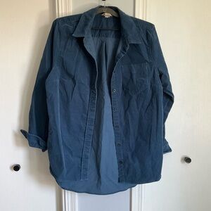 Corduroy stretch long shirt in rainstorm blue